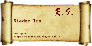 Rieder Ida névjegykártya